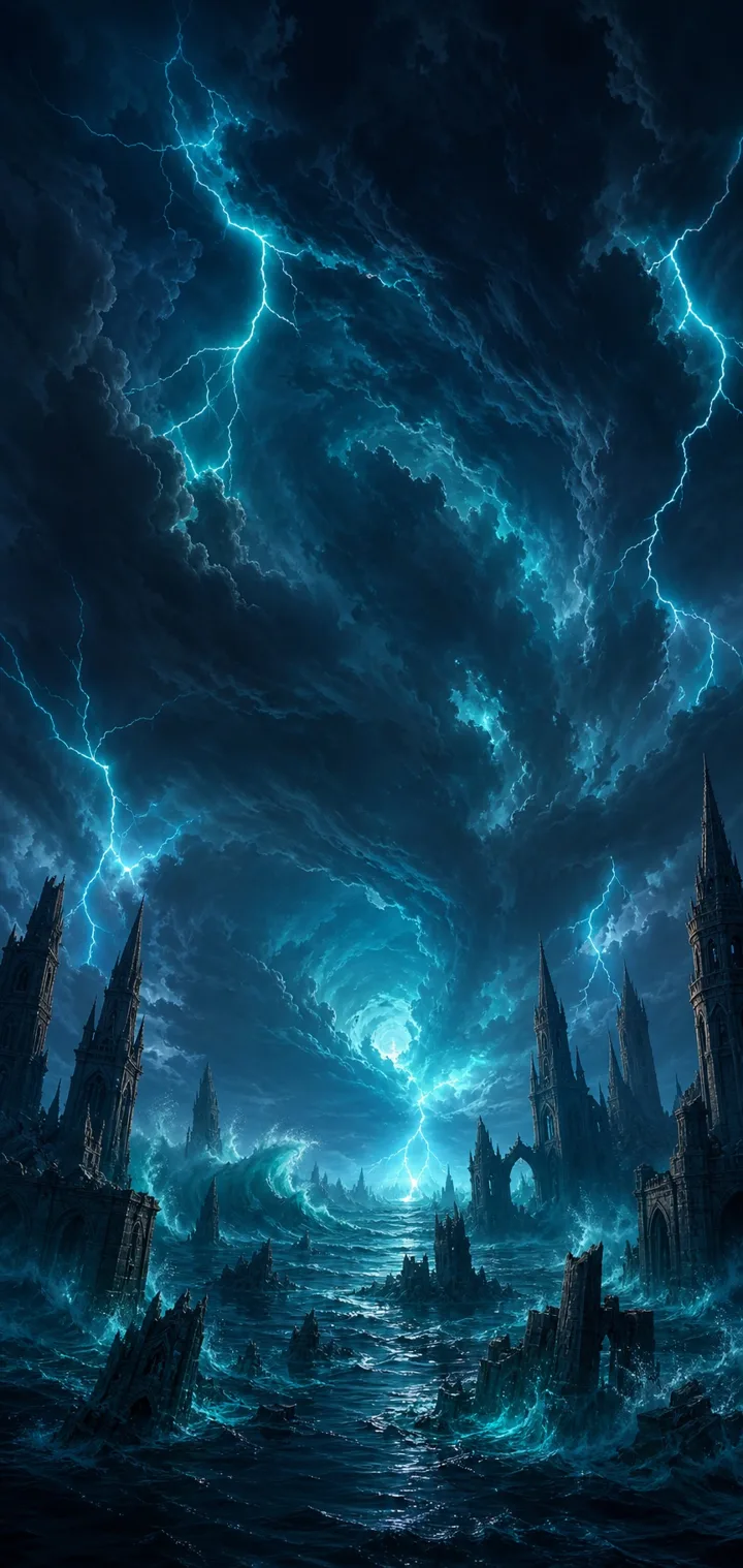 Pyro world art: Tempest Expanse, a storm-lashed drowned kingdom